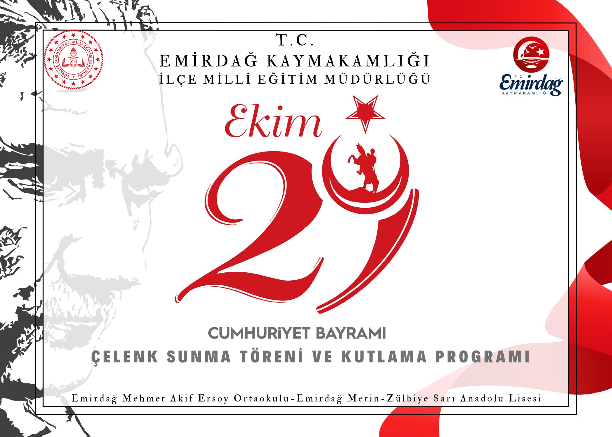 29 Ekim Cumhuriyet Bayramı Kutlama Programı